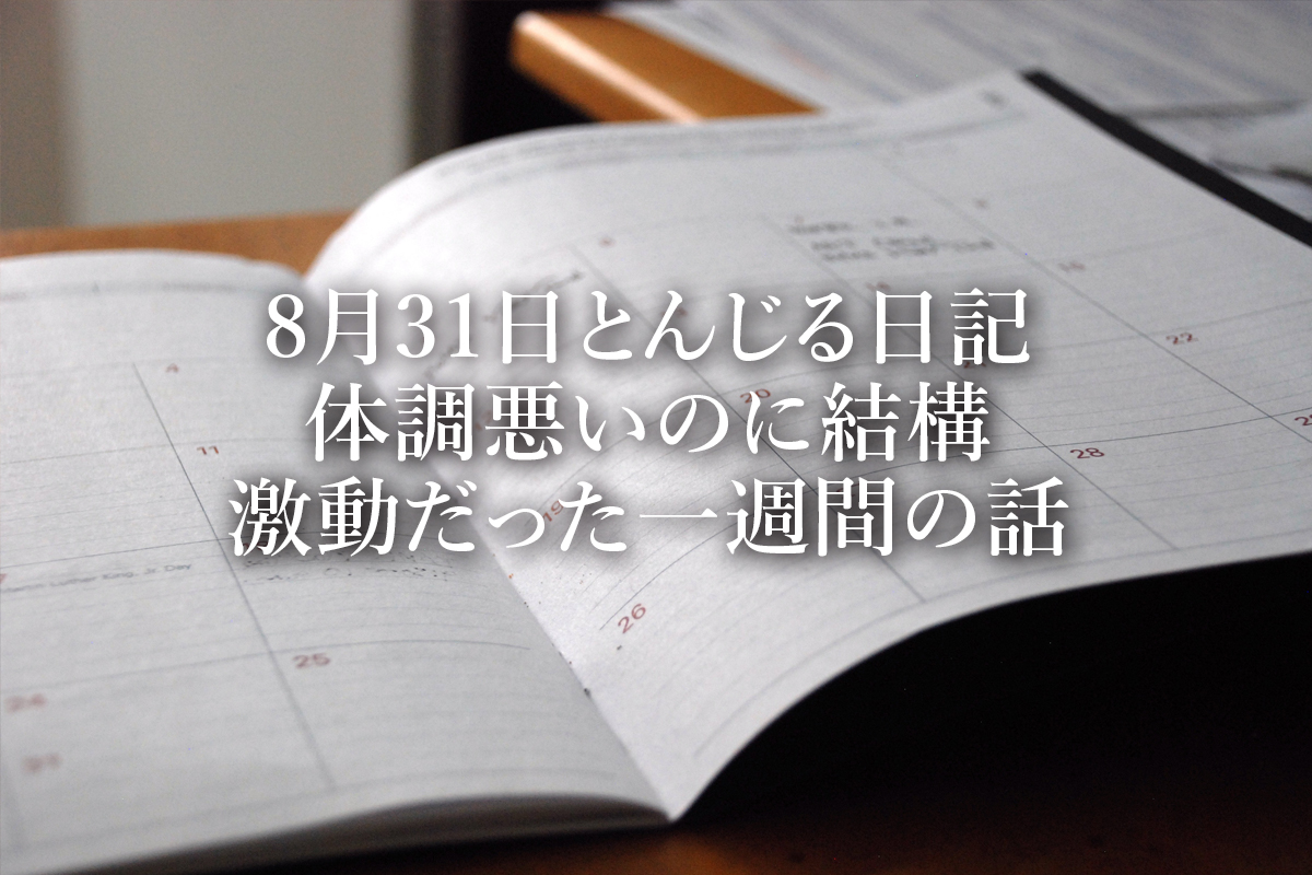 8月31日とんじる日記：体調悪いのに結構激動だった一週間の話